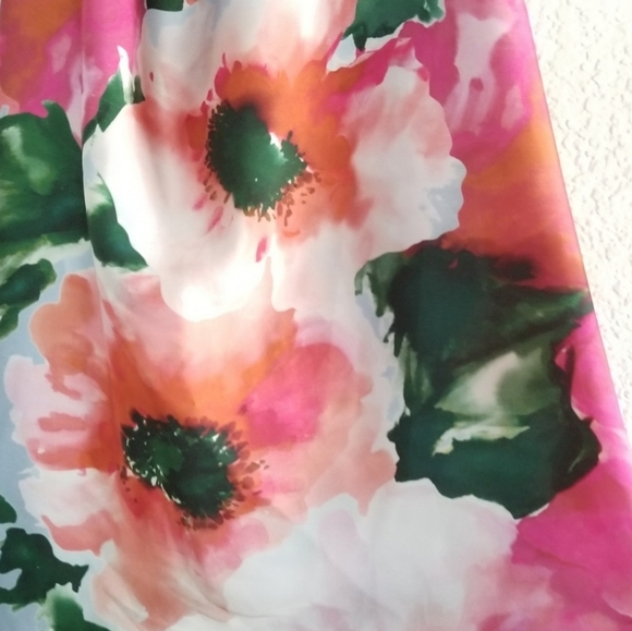 ADE' Floral Halter Asymmetric High Low Maxi Dress Size 6 Baby Blue Pink - Picture 6 of 9